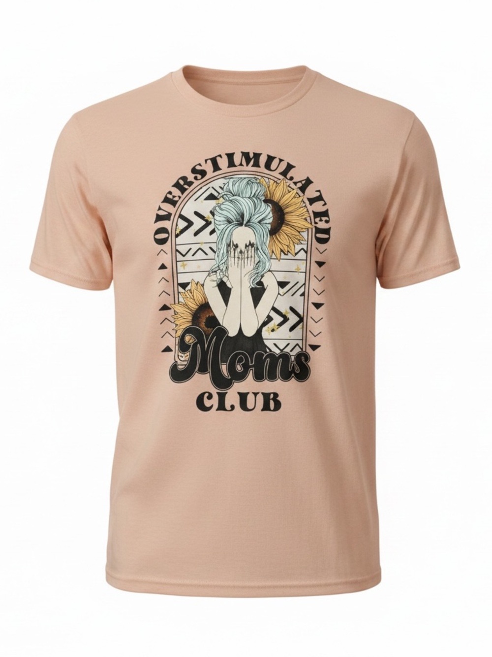 Overstimulated Moms Club Graphic Tee - Peach